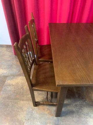 GRAN CONJUNTO MESA Y 6 SILLAS DE MADERA MACIZA