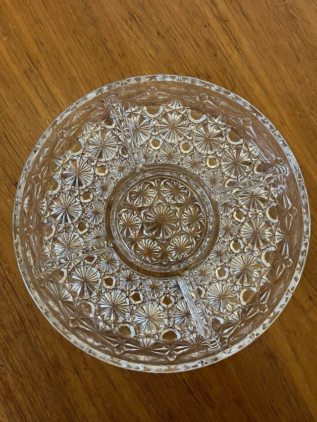 Set vassoio + piatto in vetro intagliato a 5 e 2 posti