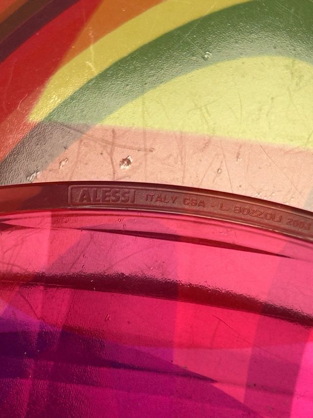 Set pappa Alessi plastica rosa e tovaglietta