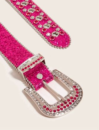 CINTURA GLITTERATA FUCSIA CON STRASS E OCCHIELLI