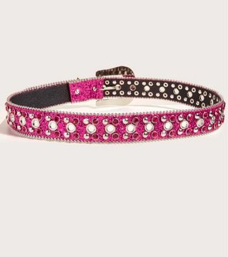 CINTURA GLITTERATA FUCSIA CON STRASS E OCCHIELLI