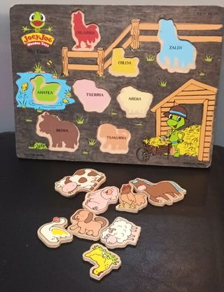 Puzzle de madera animales euskera