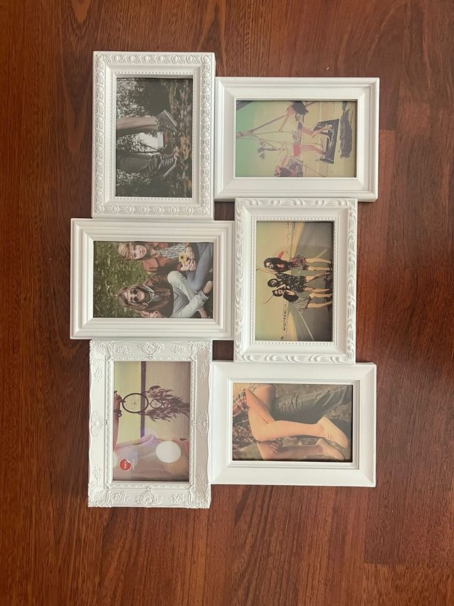 Cornice bianca di 6 foto