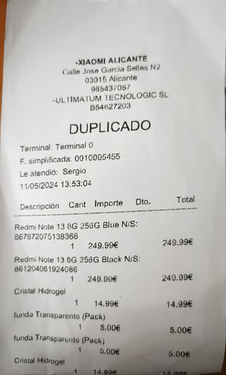 Teléfono Xiaomi Redmi Note 13(+2 años de garantía)