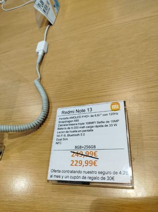 Teléfono Xiaomi Redmi Note 13(+2 años de garantía)