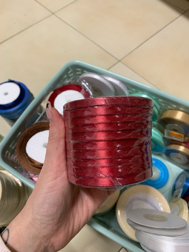 Pack de 10 rollos de cinta de satén GRANATE