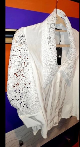 Camisa blanca encaje guipur S