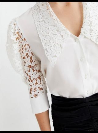 Camisa blanca encaje guipur S