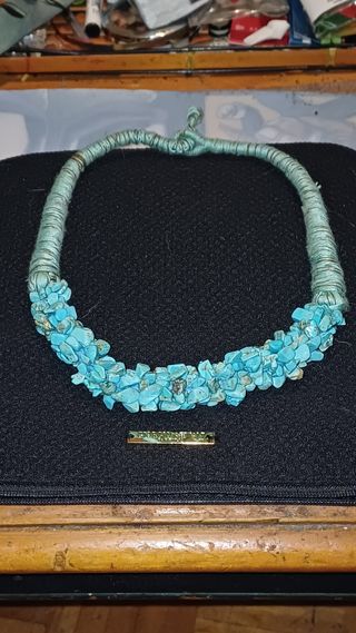 GARGANTILLA VINTAGE ALGODÓN Y TURQUESA 