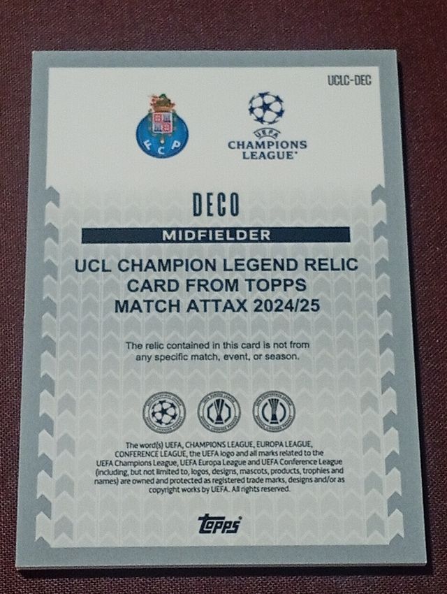 UCLC relic legend DECO PORTO OPORTO PORTUGAL TOPPS