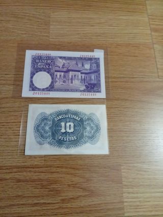 Billetes de 25 y 10 Pesetas 