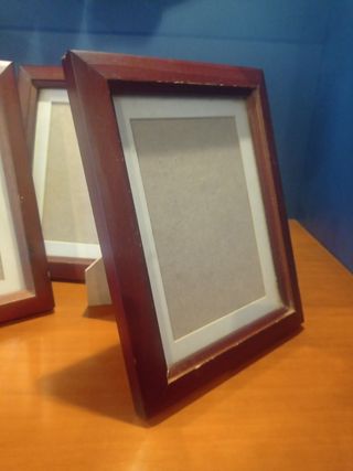3 marcos de madera de mesa con cristal 