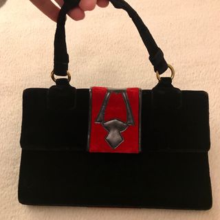 Bolso de fiesta de terciopelo negro VINTAGE