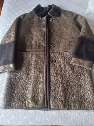 CHAQUETON SEÑORA MARRON EFECTO PIEL TALLA MEDIANA