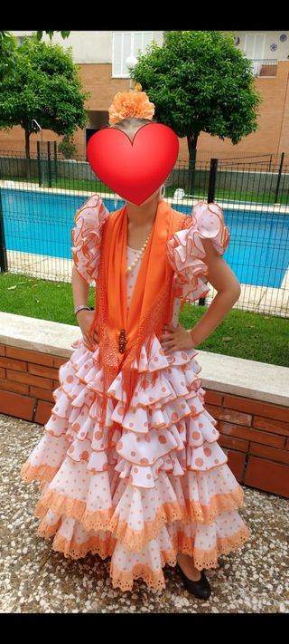 Traje de flamenca artesano niña 8 años