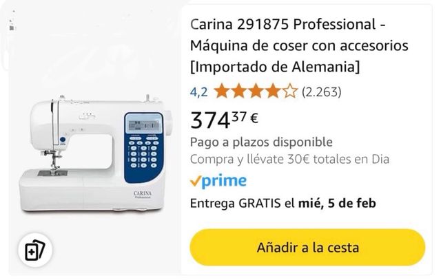 Maquina de coser Carina profesional 206 puntadas