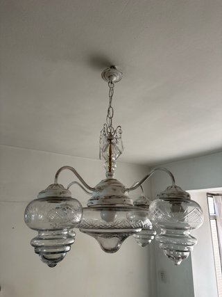Lámpara antigua de cristal 5 luces