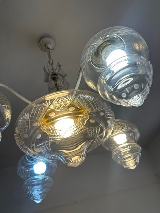 Lámpara antigua de cristal 5 luces
