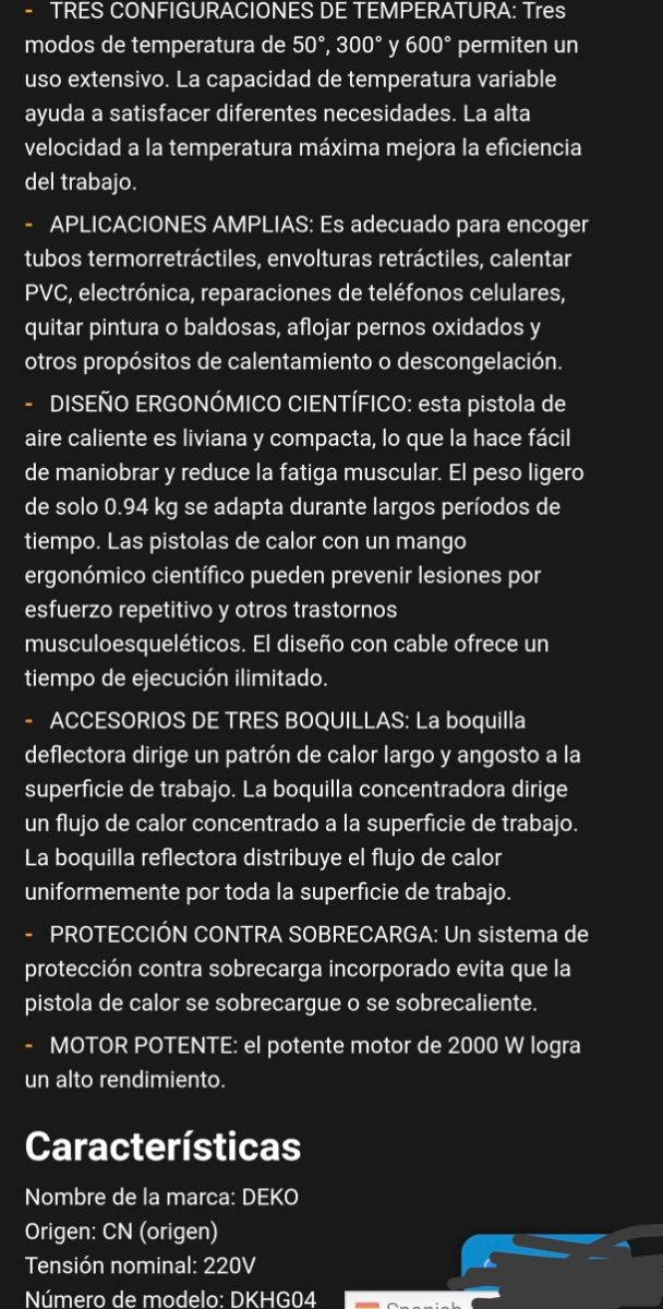 PISTOLA DE CALOR DECO