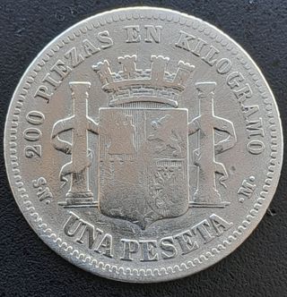 1 Peseta 1870 SNM (Escasa) plata