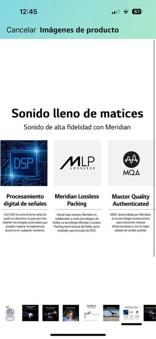 Auriculares LG TONEFP5W cancelacion activa ruido