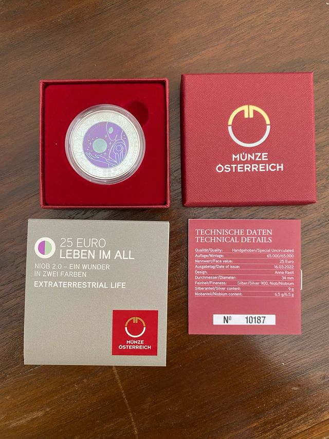 Moneda Austria 25 euros Plata y Niobio 2022
