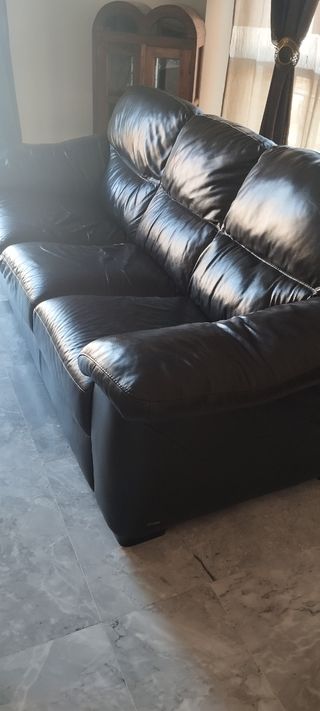 Sofá de piel Natuzzi marrón chocolate