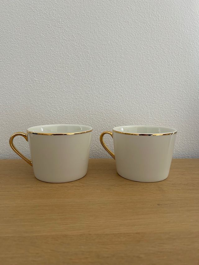 Coppia di tazze bianco e oro