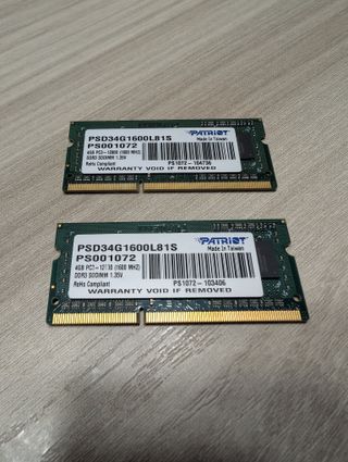 DDR3 RAM PATRIOT 2 x 4GB 1600MHZ - PSD34G1600L81S