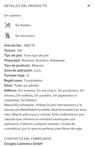 Mascarilla facial y ojos Douglas neceser.
