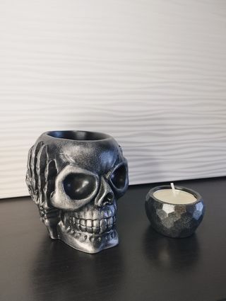 Coppia Skull Ciotola Vaso Portacandela