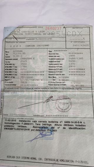 Nissan Cabstar. E 2002 mas isotermo del 2014