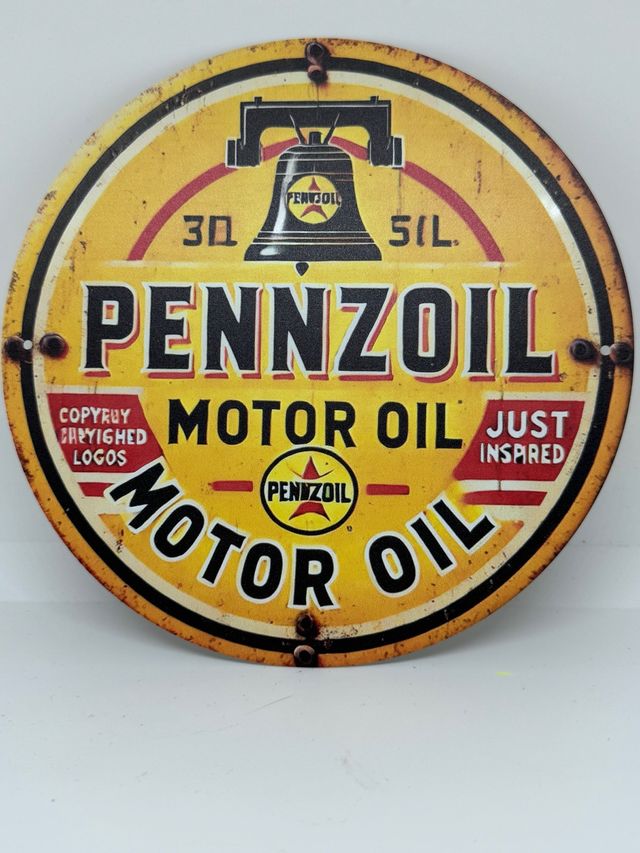 Chapa metalica redonda Pennzoil motor oil