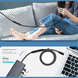 Cable extension Tipo C Macho a Hembra 1 metro,60W