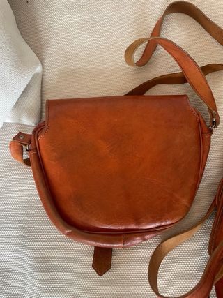 lote Mochila y bolso de piel vuelta y cuero