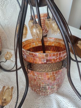 Lampara forja y cristal