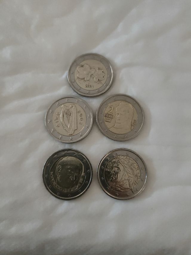 Lotto 5 moneta da 2 Euro