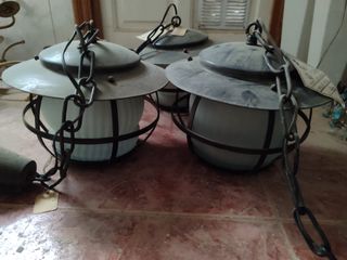 3 Farol aluminio negro cristal blanco traslúcido