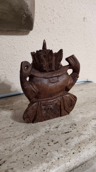 ANTIGUA GANESHA DE MADERA TALLADA