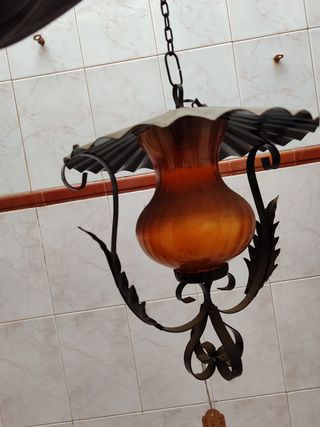 Farol forja negro cristal ambar