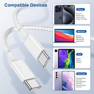 60W Cable Tipo C Carga Rápida PD 3.0 Nylon,1 M