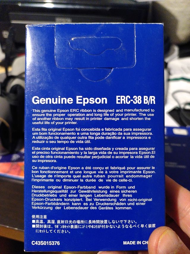 Cartucho cinta Epson ERC-38 BR rojo negro