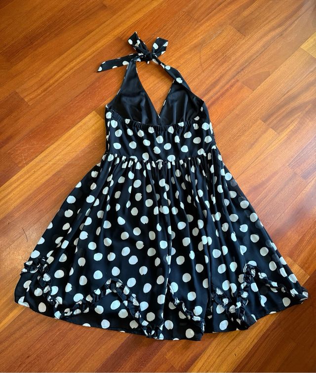 ABITO NERO A POIS BIANCHI 