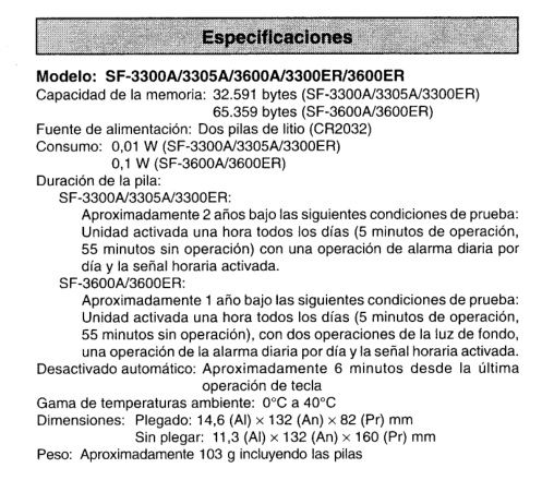 AGENGA DIGITAL CASIO SF-3600