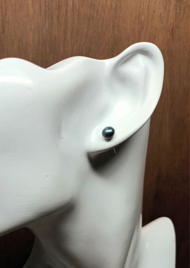 Pendientes de perla gris y plata