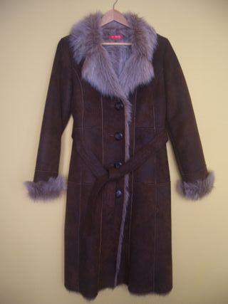 Abrigo de poli piel marron talla S