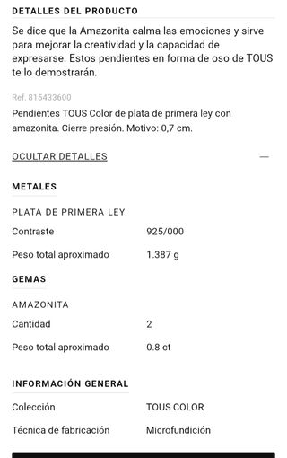Pendientes tous nuevos a estrenar no envío 