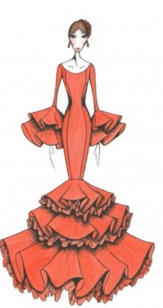 Elegante traje de flamenca