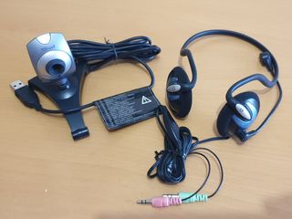 Webcam con auriculares