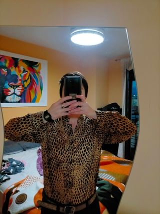 Blusa cuello maho animal print